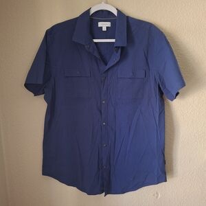 Calvin Klein Men's Casual Blue Button-Down Shirt Large